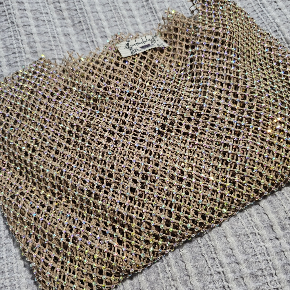 Free People Fishnet Rhinestone Top, Size S - Picture 5 of 9